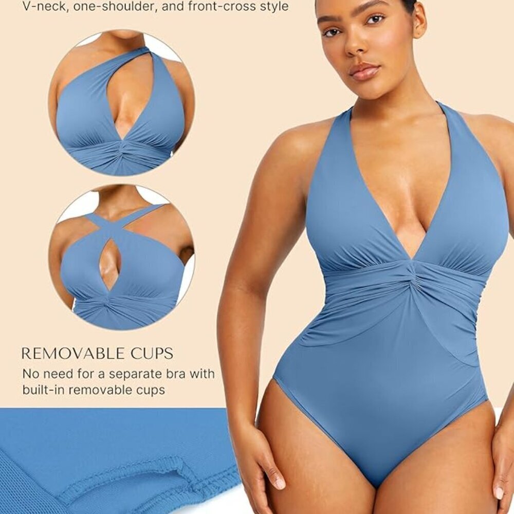 SHAPELLX Women's One Piece Swimsuit Tummy Control